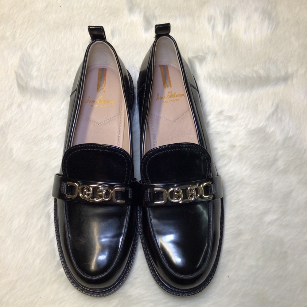 Sam Edelman Christy Loafer black with brass colored detail women’s size 7.5 - Picture 2 of 6